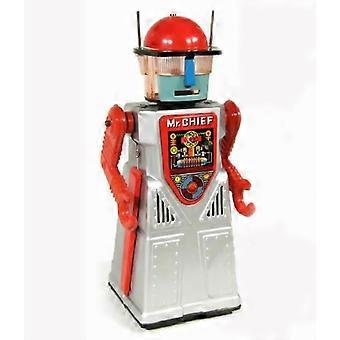 Retro Tin Robot Toy Silver Tinplate Smoking Model Vintage Electric Walking Robot Birthday Gift
