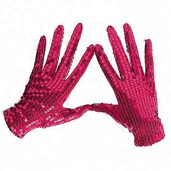 Shiny Sequin Full Finger Gloves for Stage Performance, Solid Color