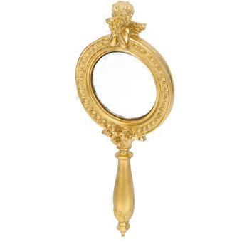Retro Golden Resin Angel Handheld Mirror for Makeup Portable Women Use