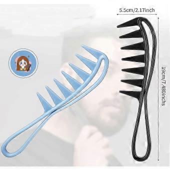 4 Large Wide-toothed Combs Anti-static Handles Hairdressing Tools (black, Blue)