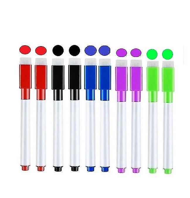 Magnetic Whiteboard Marker / Pen Dry Wipe Fine Nib With Erase Rubber Brush