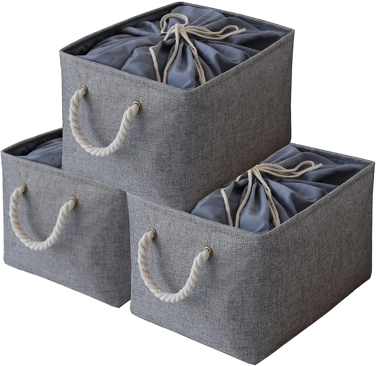 3 Large Storage Baskets, Foldable Storage Boxes