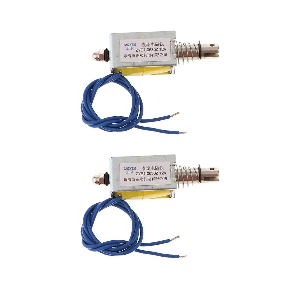 2x Linear Mini Push Pull Solenoid Electromagnet Reset DC12V