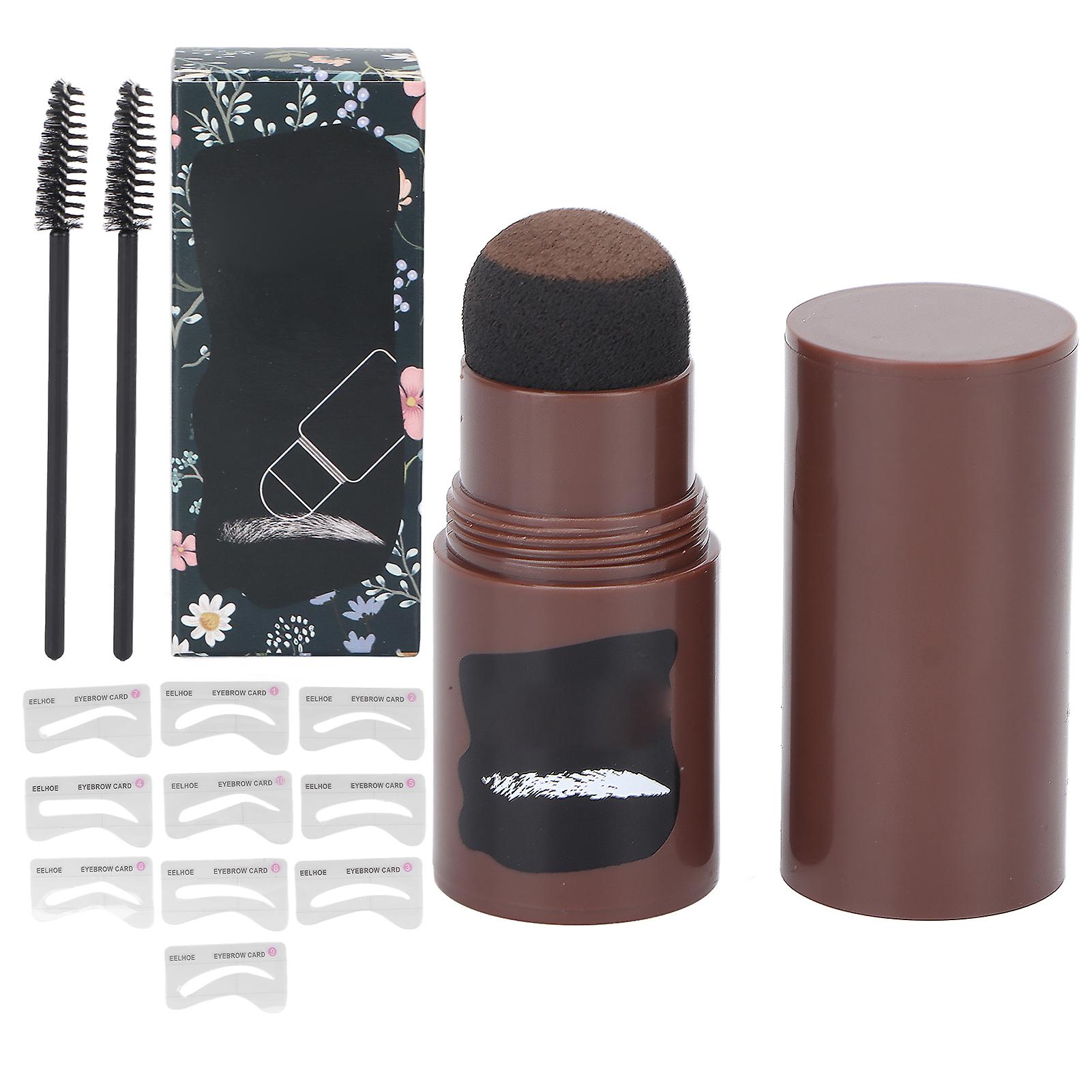 Eyebrow Stamp Kit Waterproof Sweat Proof 10 Stencils 2 Brushes Eyebrow Makeup Tools 1.8g