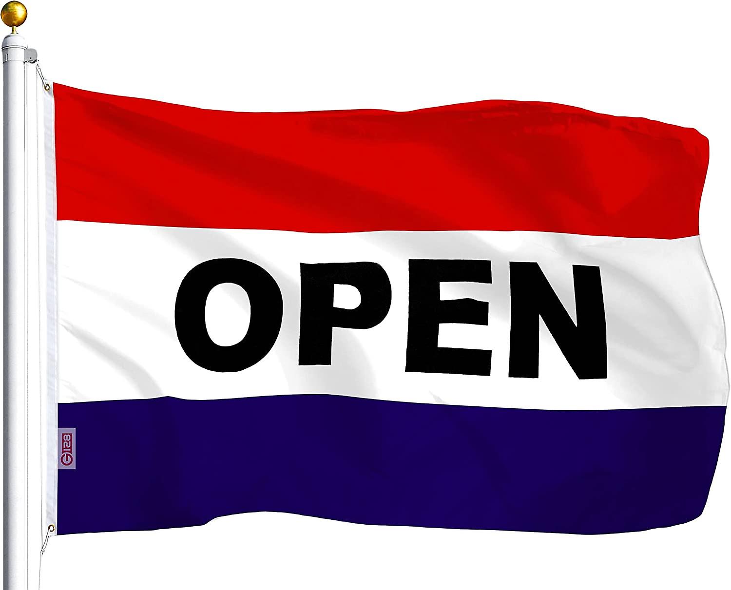 Pack combiné : Drapeau américain des États-Unis 3x5 pi 75D imprimé étoiles et drapeau de signe ouvert 3x5 pi 75D imprimé