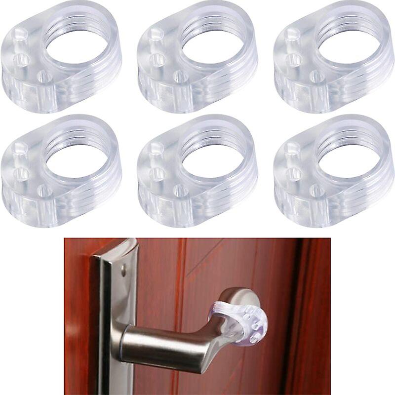 Door Handle Buffers - Set of 6 Clear Double Door Stoppers Handle - Door Handle Buffer - Door Handle Stopper - Door Handle Protector - Easy Installatio