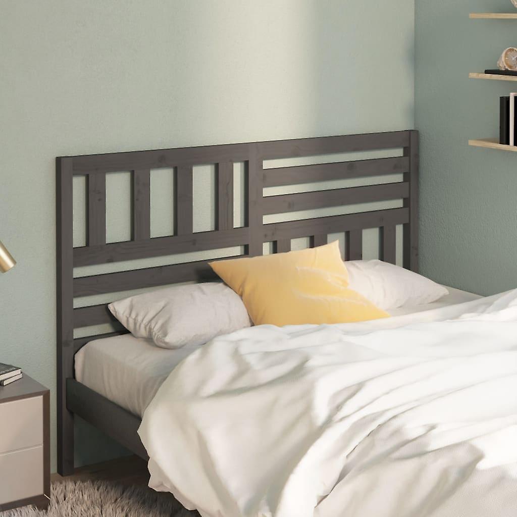 Headboard Grey 126x4x100 cm Solid Pine Wood