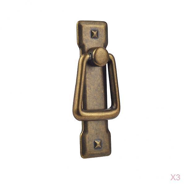 3xRetro Cabinet Knobs Drawer Door Bin Cupboard Drop Ring Pulls Handle Bronze