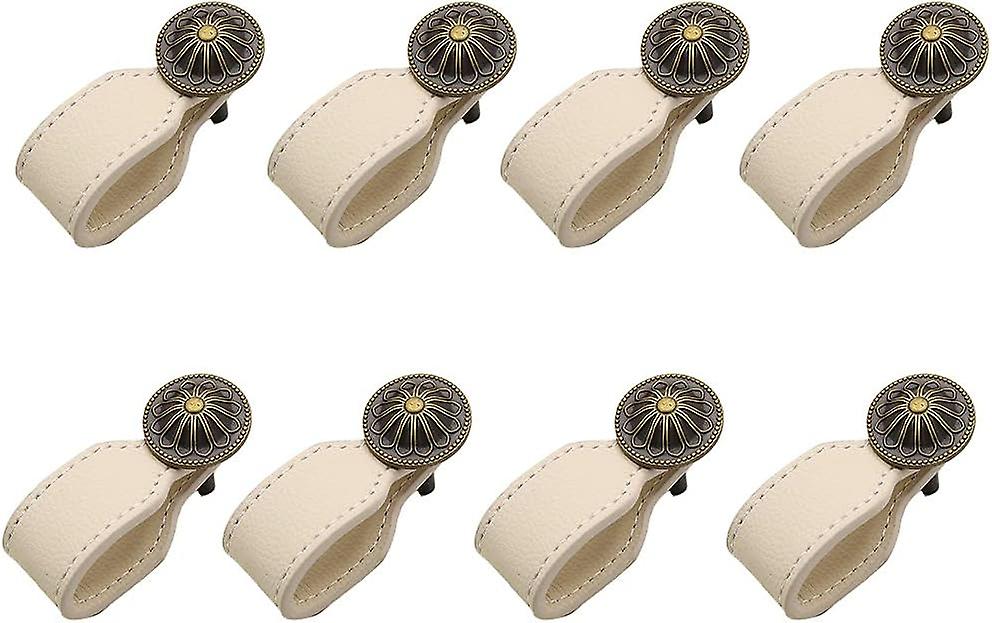 Leather Knobs Dresser Drawer Knobs Kitchen Cabinet Bathroom Cabinet Pulls 8pcs/set (78mm, White)