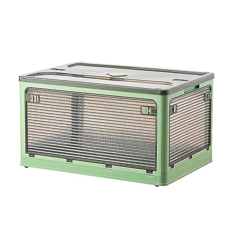 Clothes Storage Container Clear Transparent 4 Way Opening Bottom Pulley Design Plastic PET Storage Container for Home Brown Green Medium 47.5x35.5x24