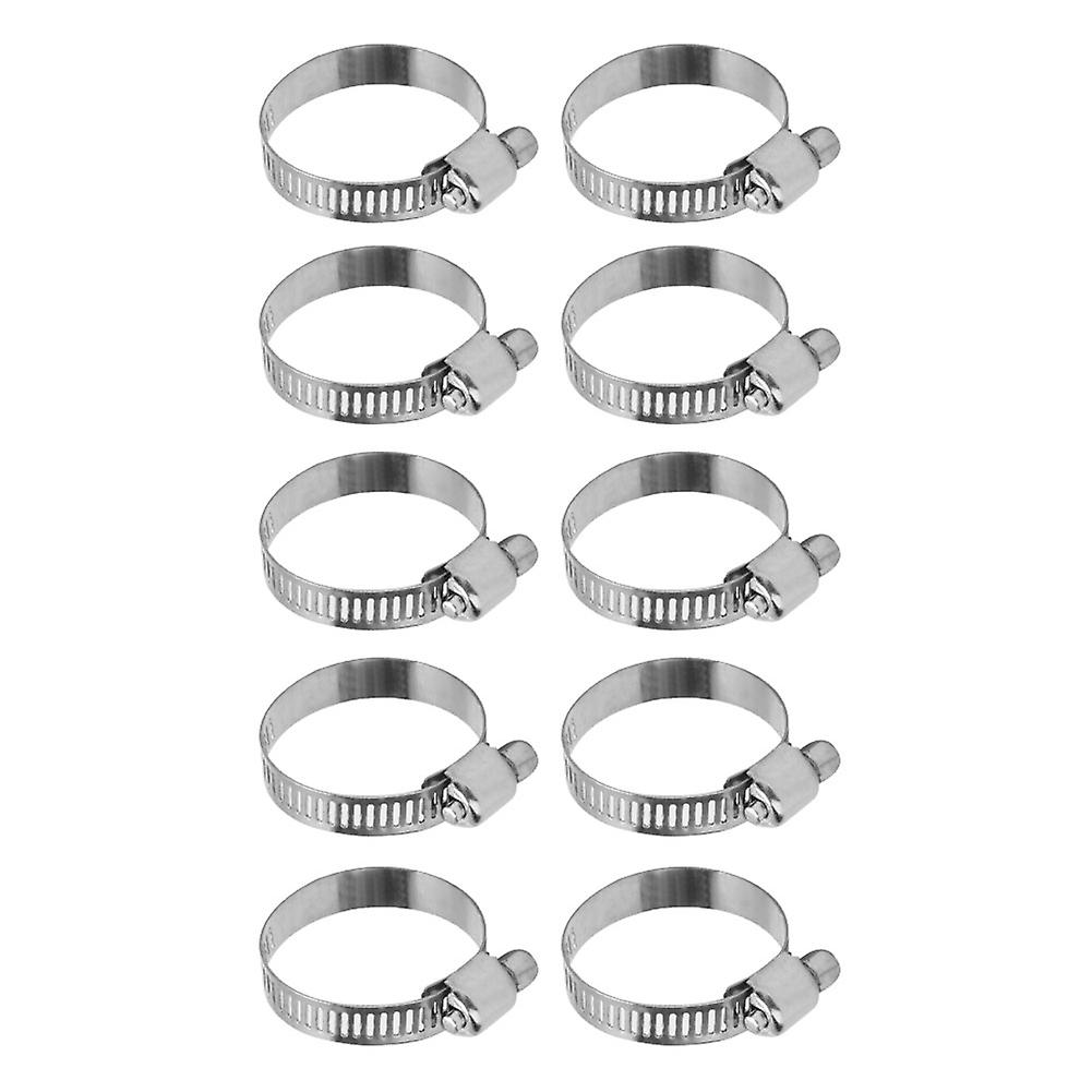 Pack of 10 adjustable stainless steel hose clamps for 20-35mm pipes