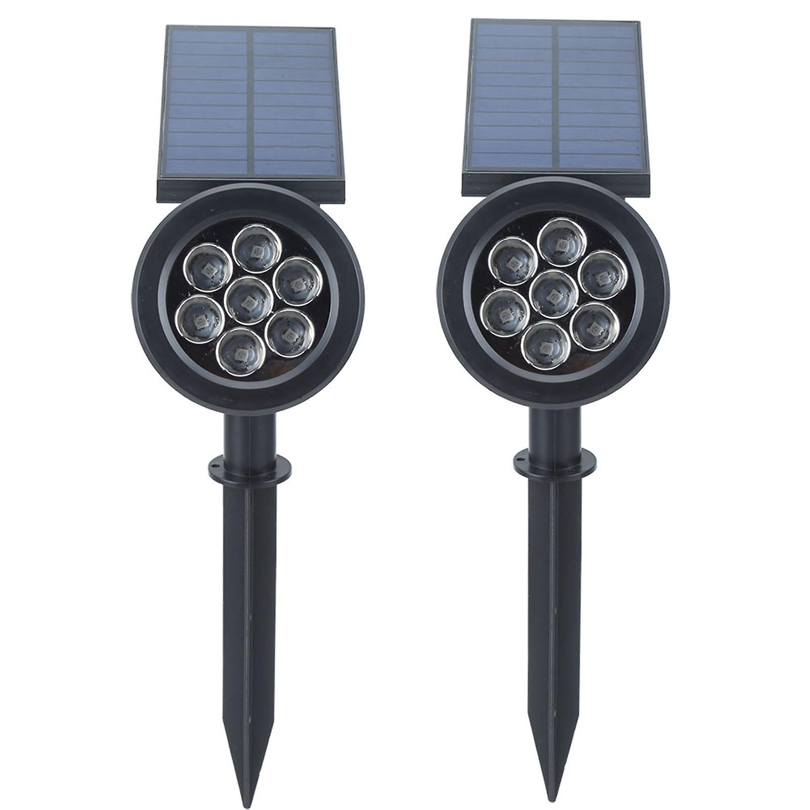 Waterproof 2pcs 7LED Solar Lawn Lights Spotlights Outdoor Garden Yard Landscape Spike Light7 Colour Light