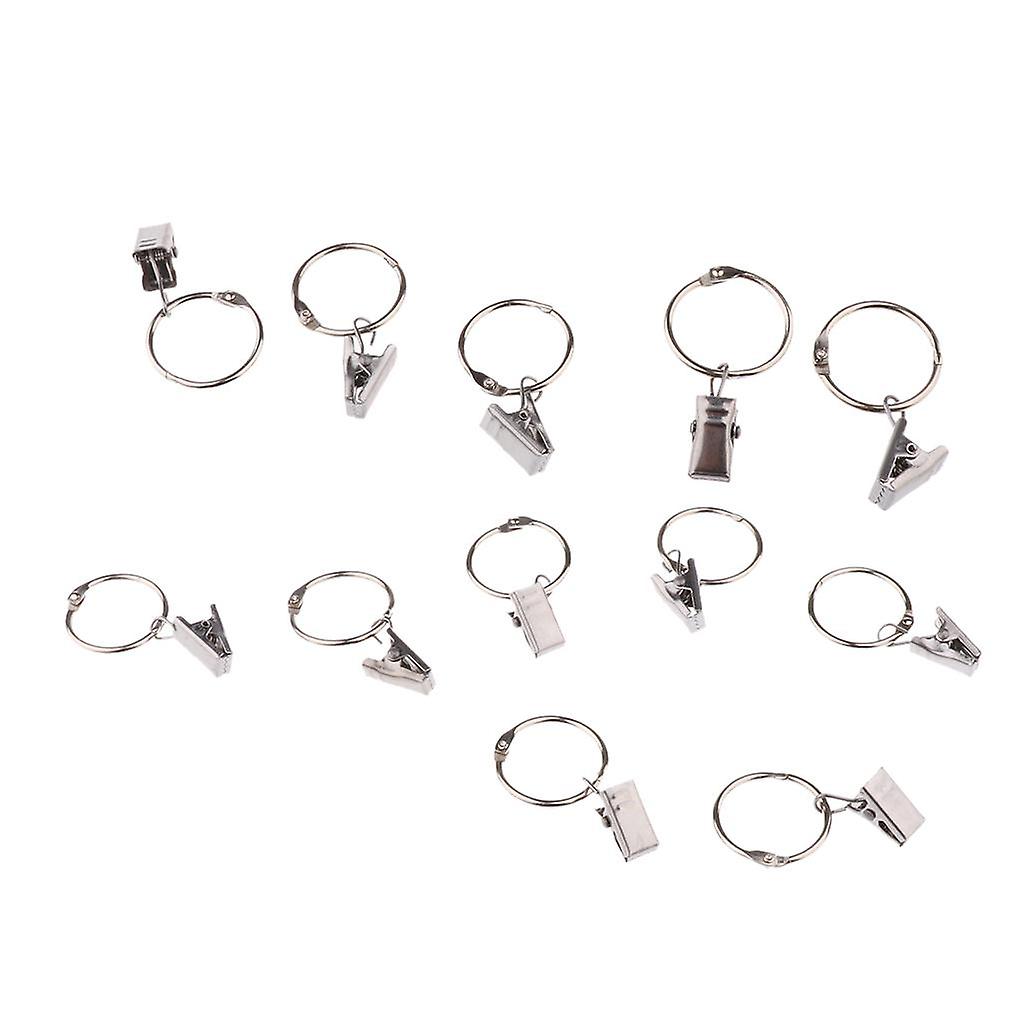 12Pcs Curtain Ring Hook with Clips with Eyes Portable Open Slide Rod Rings