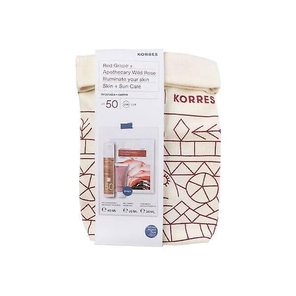 Korres Red Grape Apothecary Wild Rose Facial Sunscreen SPF 50 40ml & Cream Gel 20ml & Facial Mask 20ml.