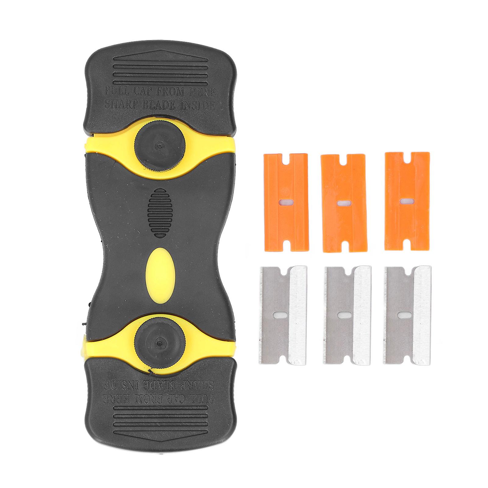 2Pcs 2 in 1 Scraper Tool ABS Razor Blade Scrapers Tool Metal Plastic Blades for Cleaning(Black Yellow )