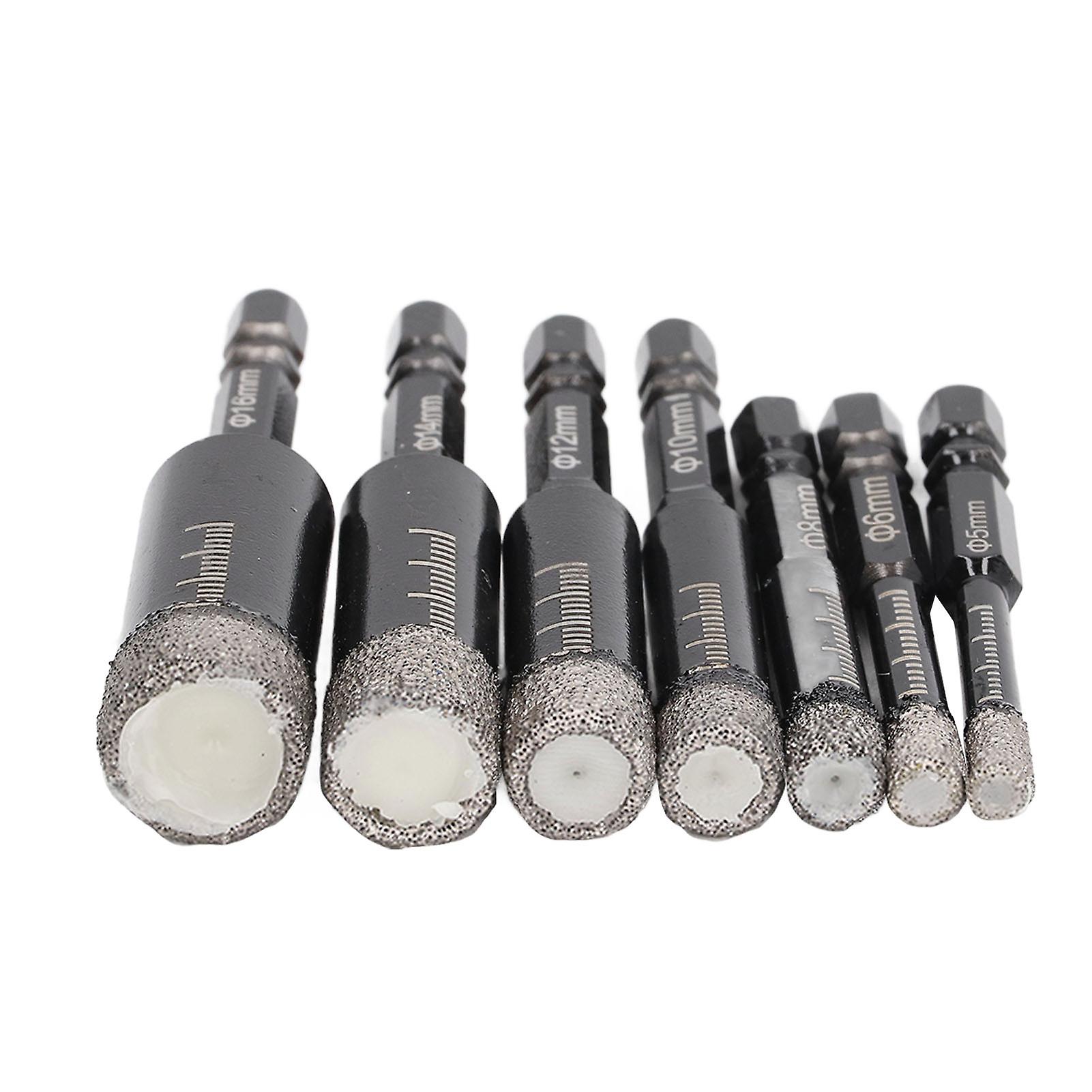 7 Pcs Diamond Drill Bits Wet and Dry Use Brazing Core Drill Bit Hex Shank Diamond Hole Saw Kit for Tile Marble Granite 