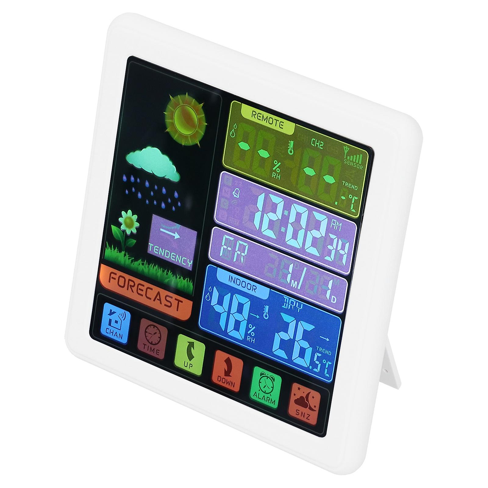 Wireless Weather Clock Digital Thermometer Hygrometer with Touch Screen for Home Use USB 5V