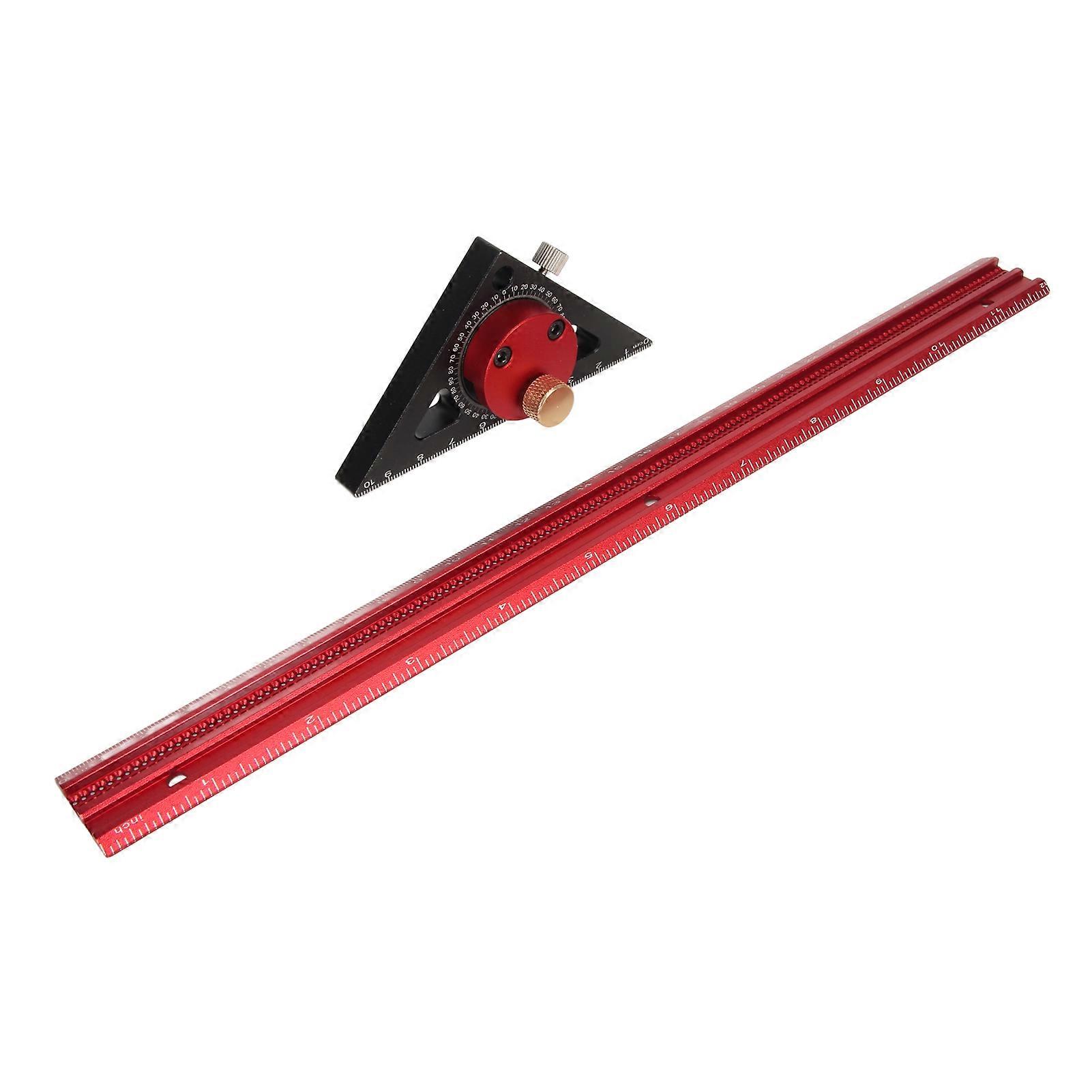 Woodworking Hole Ruler Aluminum Alloy Positioning Marking 360 Degree Rotating Line Ruler 300mm