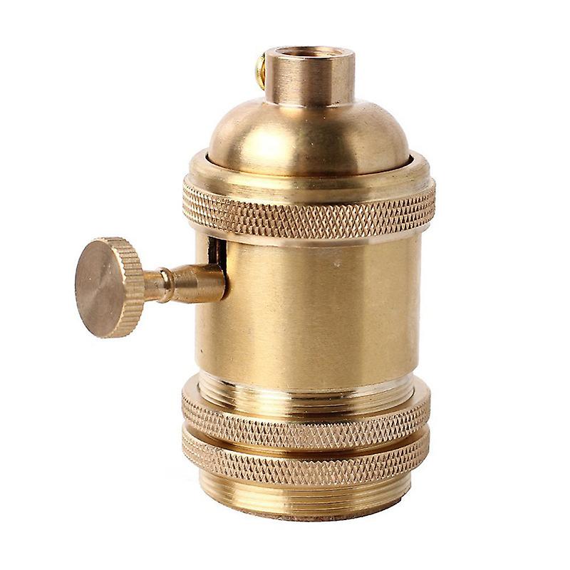 Vintage E26 E27 Light Bulb Holder Socket Lamp Base With Copper Switch Brass Copper Color（golden）