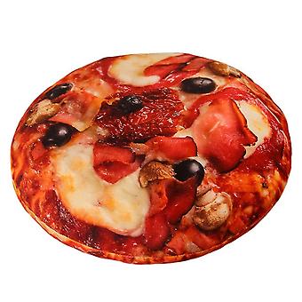 Pizza geformtes Kissen lustige 3d runde Lebensmittel Plüsch gefülltes Kissen Neuheit Wurfkissen Stofftier Spielzeug 16 Zoll, Speck Schinken