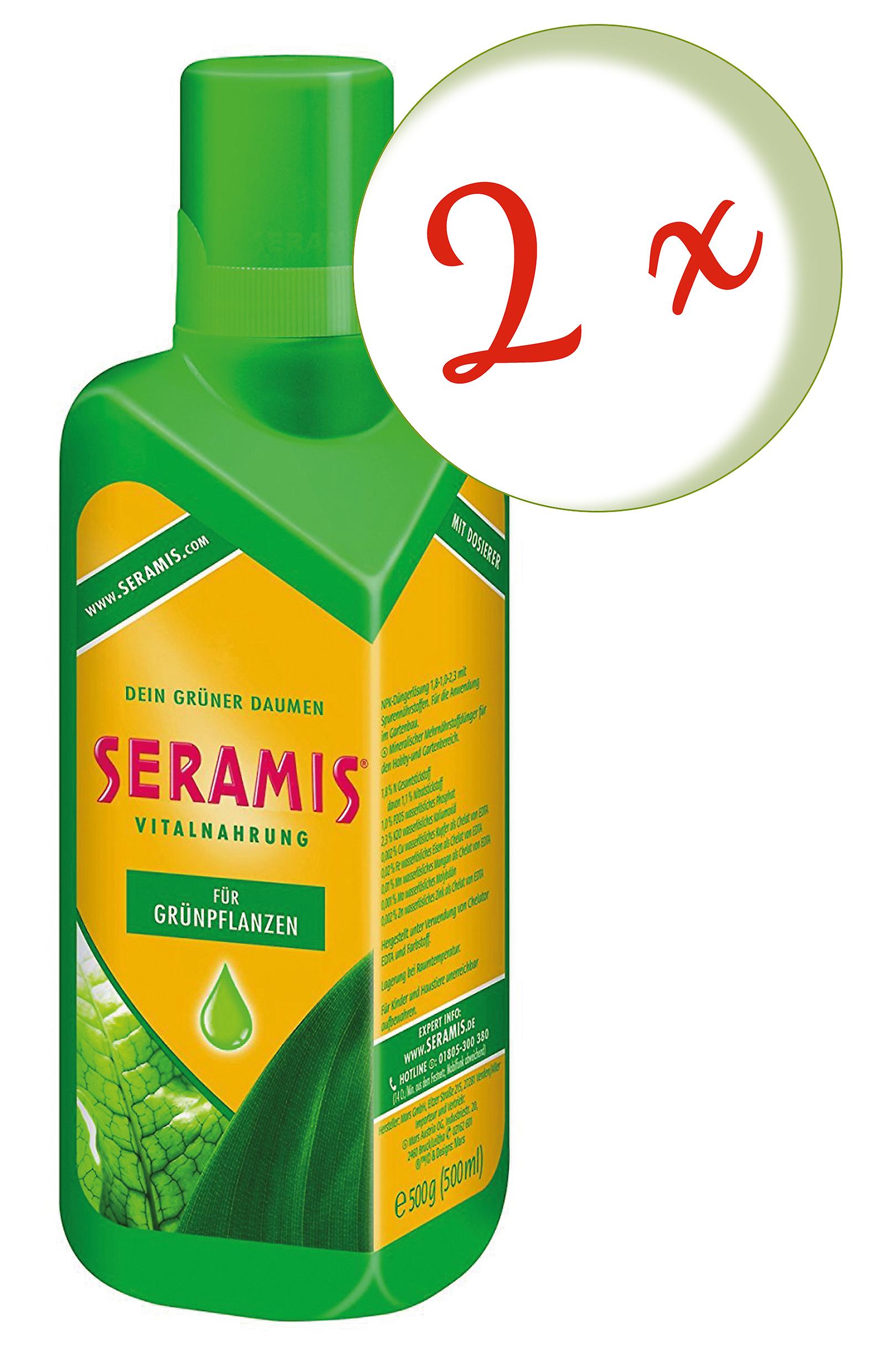 2 x SERAMIS® vital food for green plants and palm trees, 500 ml