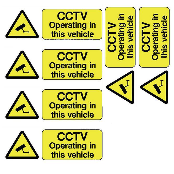 6 90x30mm CCTV Camera In Vehicle Clear Window StickersEnglish CCT