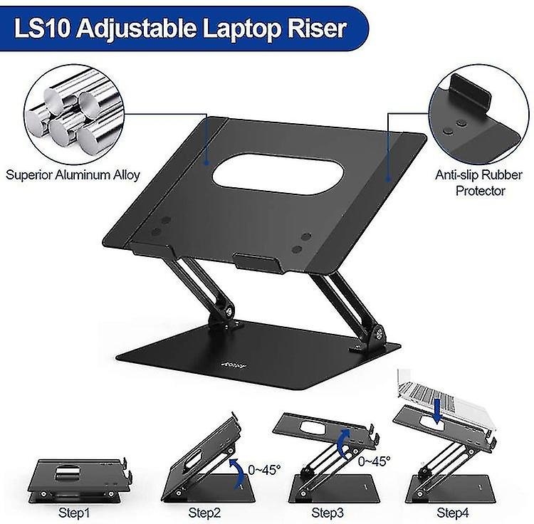 Laptop Stand Ergonomic Aluminium Computer Elevator Multi-angle Laptop Riser With Heat-vent Adjustabl