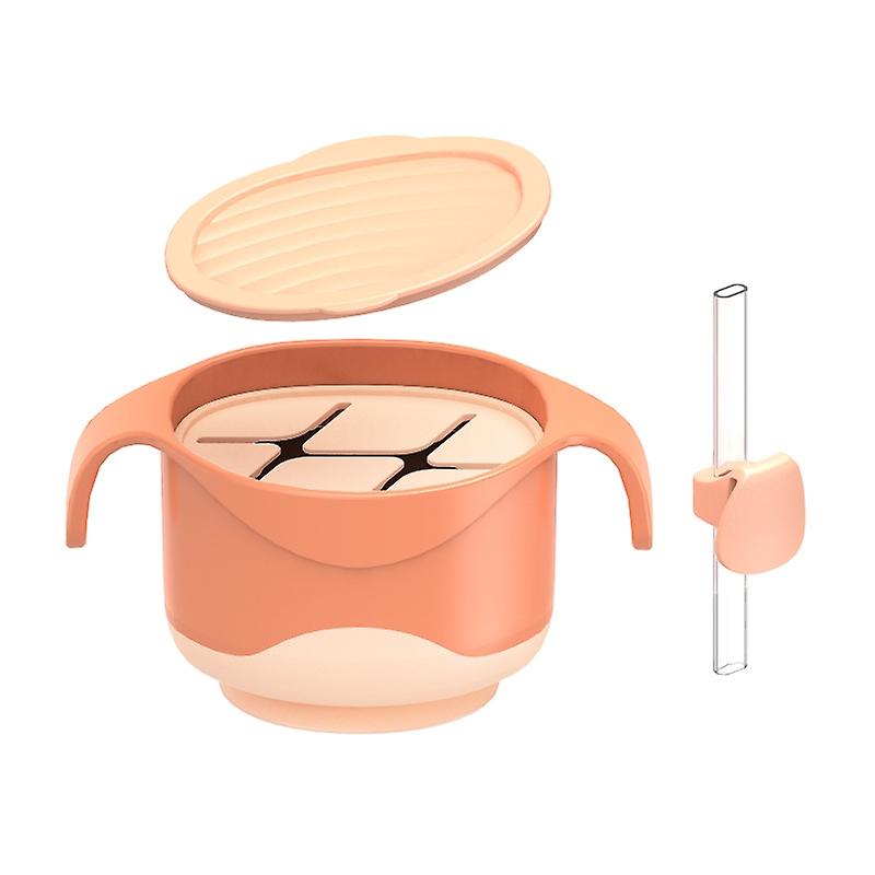 HOGOKIDS Baby Bowl Set with Straw Silicone +TPE+PP Suction Bowl Self-Feeding Eating Utensils (No FDA