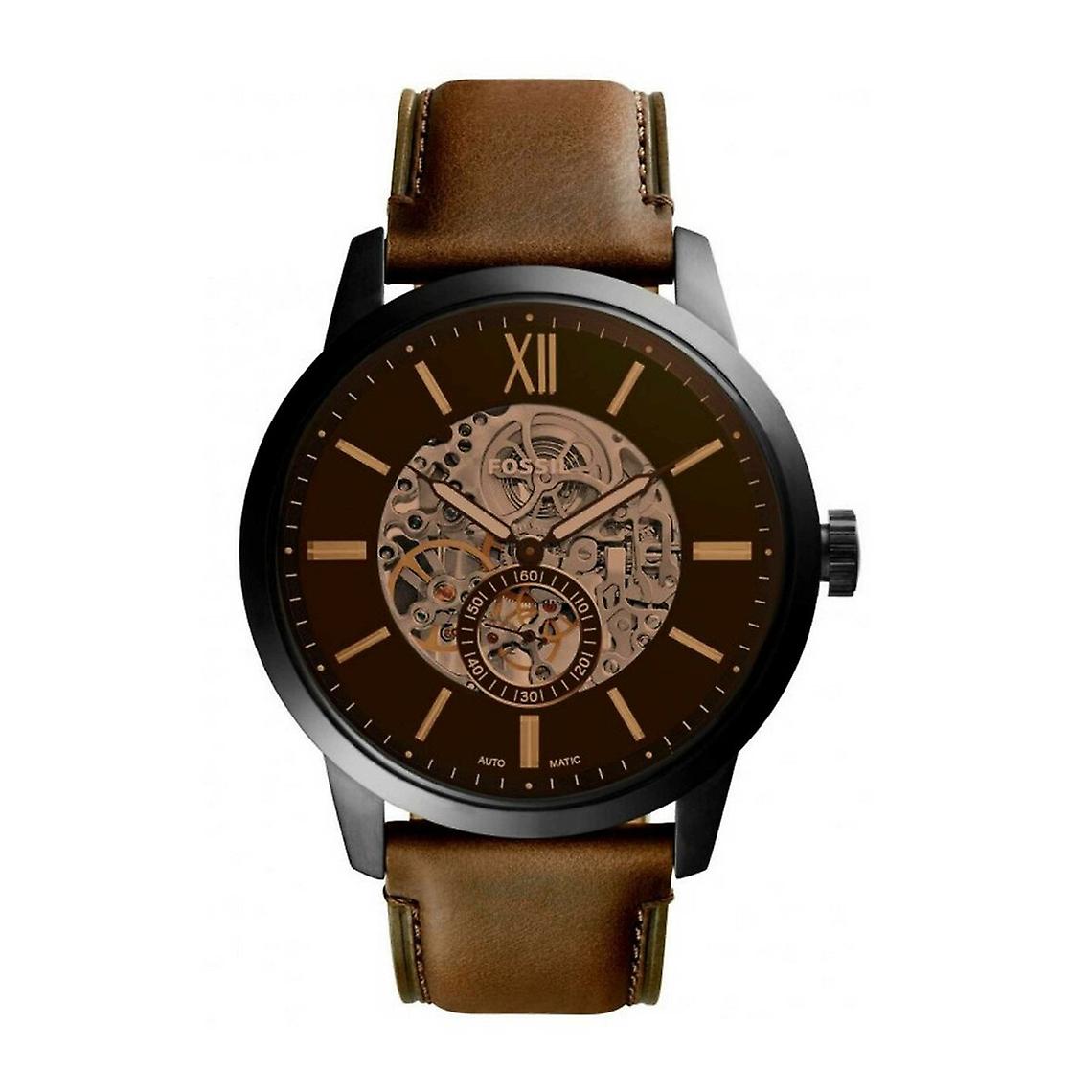 Fossil Watch Me3155 - Automaattiset nahkaruskeat miehet