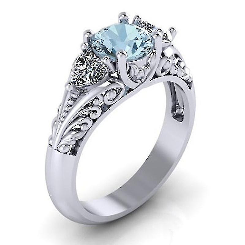 Silver Plated Carved Sapphire Ring - Creative Silver Carved Sapphire Ring