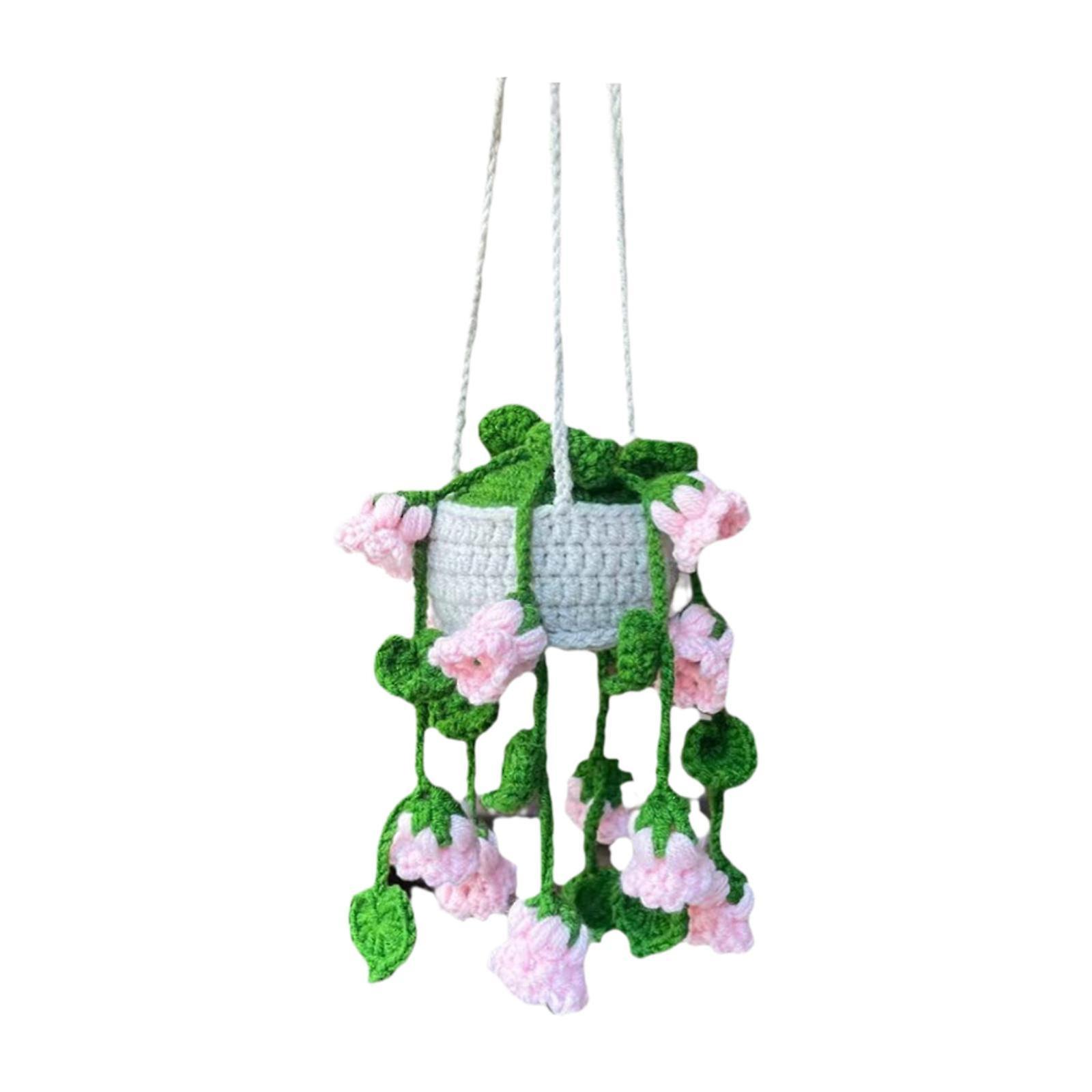 Kadınlar ve Erkekler için Araba Aksesuarları için Tığ İşi Asılı Bitki Sürücüler Yeşil