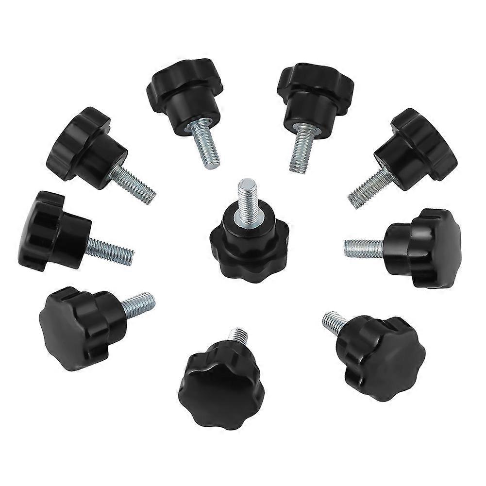 10pcs M5*16 Plastic Star Type Head Knob Handle Bolt Machine Tool Accessories Set Black