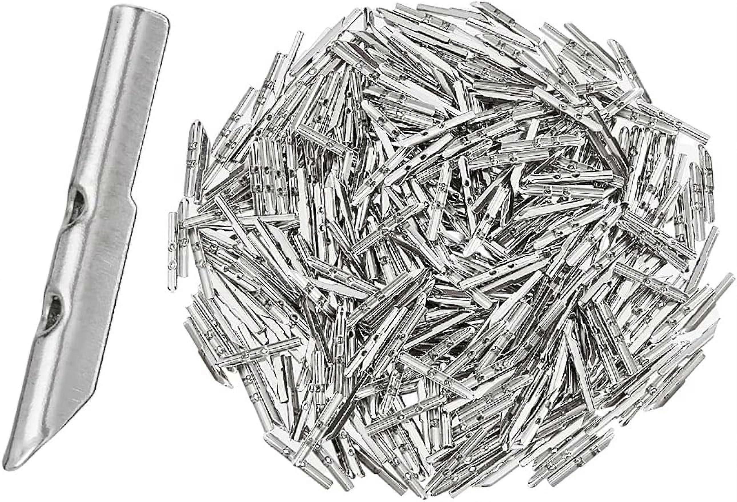 Stainless Iron 300Pcs Elastic Barbed Cord Fastener 4mm Wide Cord Aiglet Hoodie Cord Lock Ends Cord Stretch Loop Band Metal Ends for DIY Hat Mask Journ