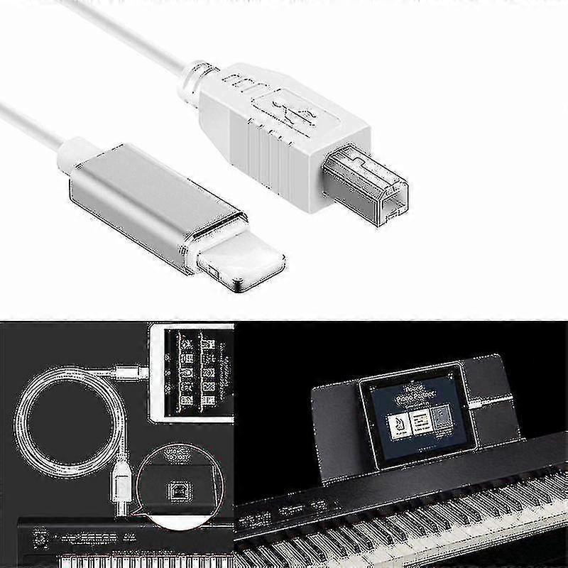 Lightning To Type-b Midi Keyboard Converter Usb 2.0 Cable Compatible Iphone 7 8 X Ipad-m