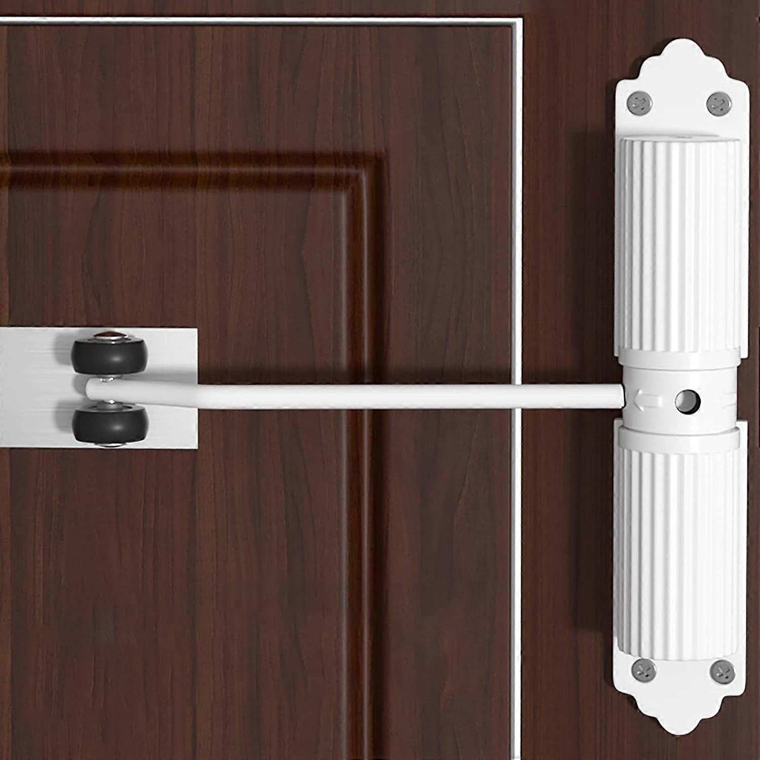 Simple Automatic Door Closer,Adjustable Spring Door Closer,Household Closing Device,With Roller,Cast Aluminum,white