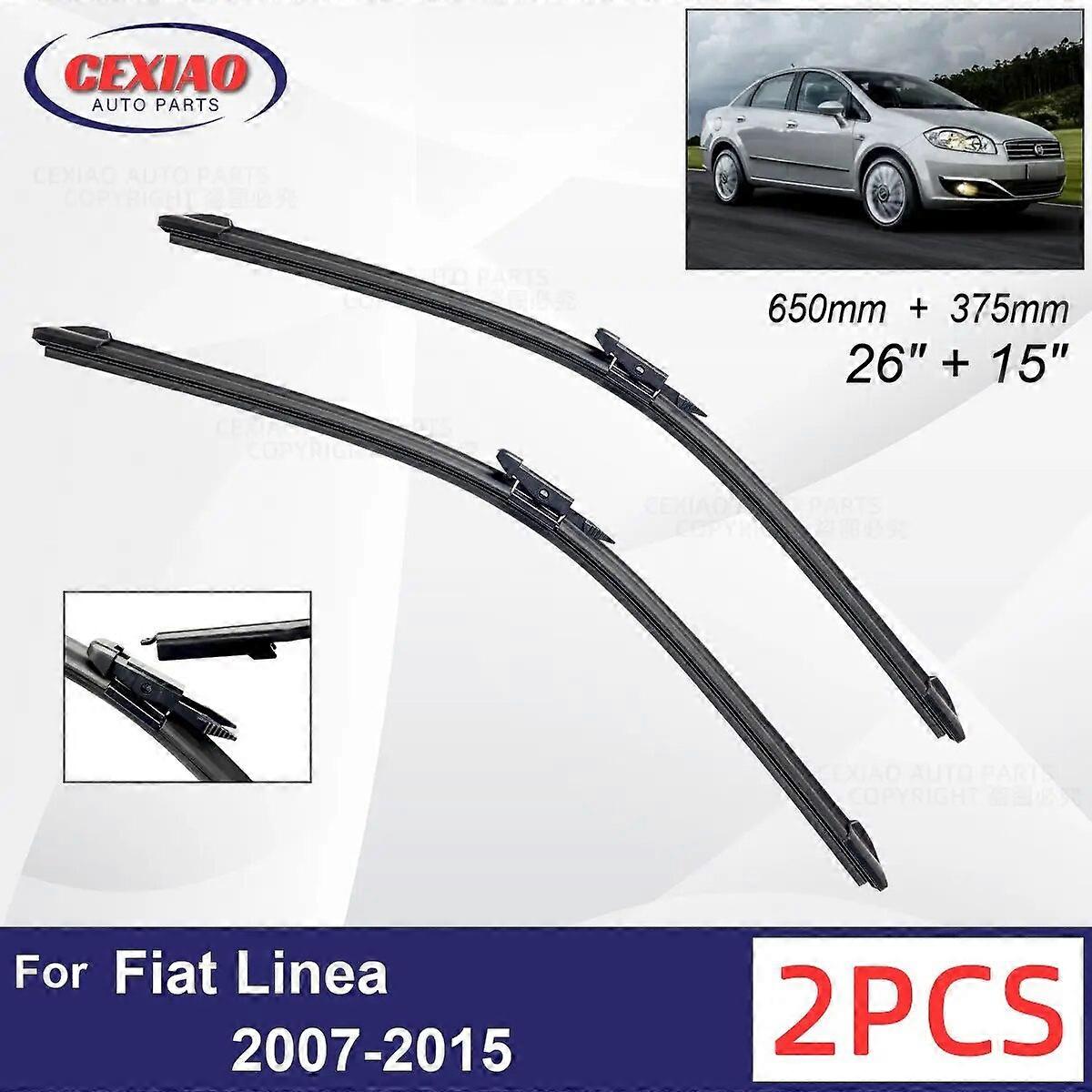 Car Wiper For Fiat Linea 2007~2015 Front Wiper Blades Soft Rubber Windscreen Wipers Auto Windshield 26" 15" 650mm 375mm FN9U7154