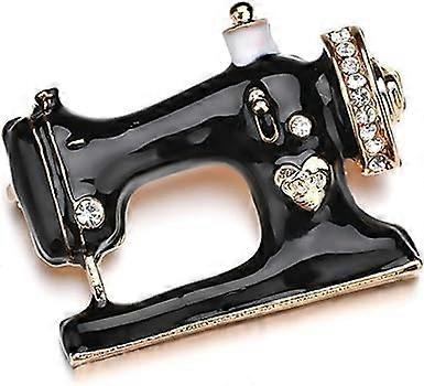 ブラックミシンブローチピンエナメルクリスタルミシンラペルピンビンテージコサージュスカーフクリップ女性用ガールストレートピン