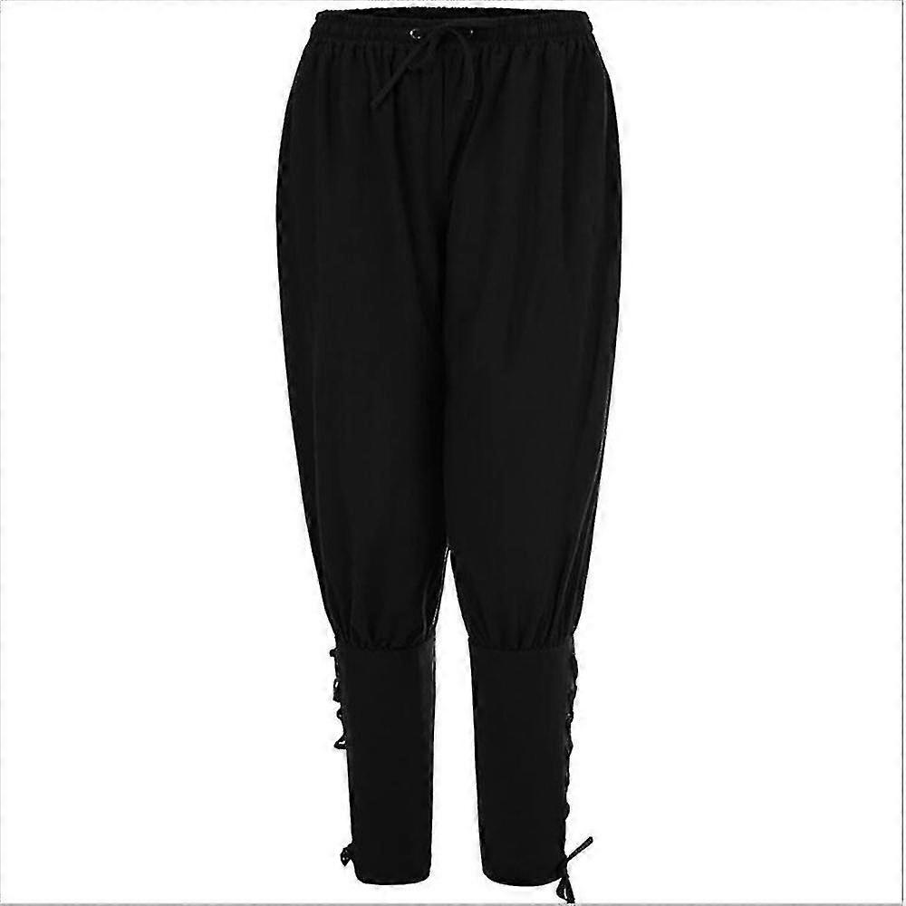 Pantaloni Uomo Stile Rinascimentale Con Cinturino Alla Caviglia - Medievale, Harem, Jogger In Cotone, Tinta Unita Con Tasca - 5
