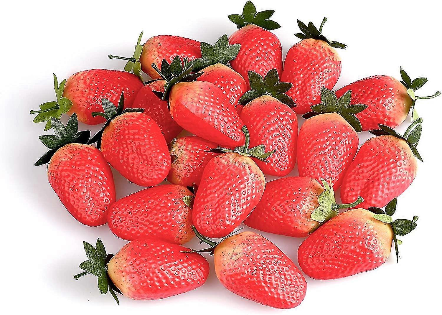 20 de piese căpșuni artificiale căpșuni fake căpșuni realiste roșu realist din plastic căpșuni artificiale de fructe pentru Acasă Bucătărie Petrecere de nunta Decora