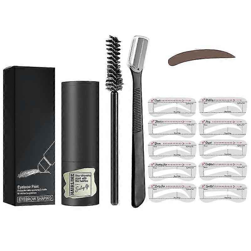 Natural 1 Step Brow Stamp Stencil Kit 13 In 1 Brow Definer Powder Stamp Tools