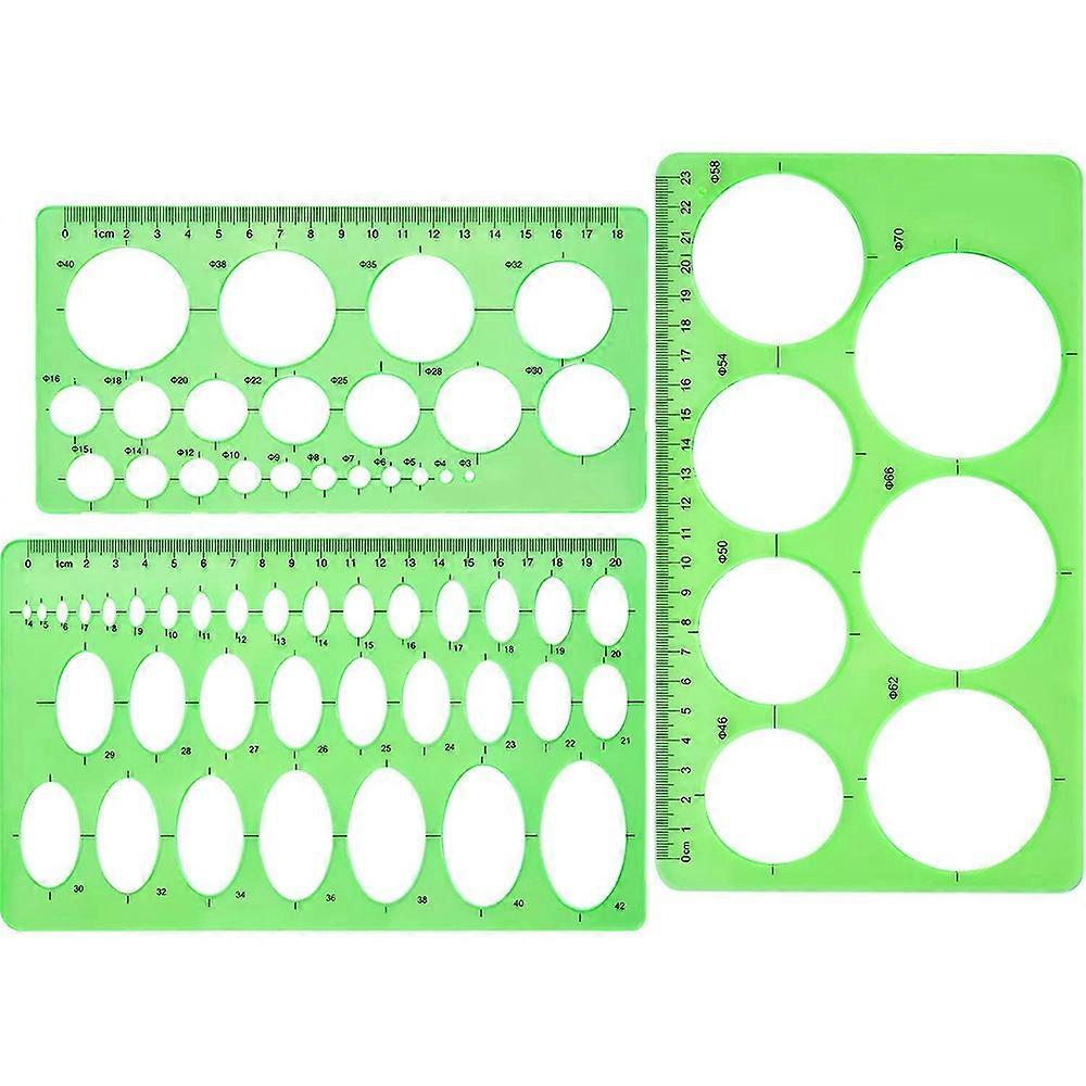 3 PCS Circle Template Plastic Circle and Oval Templates Measuring Templates Rulers Digital Drawing