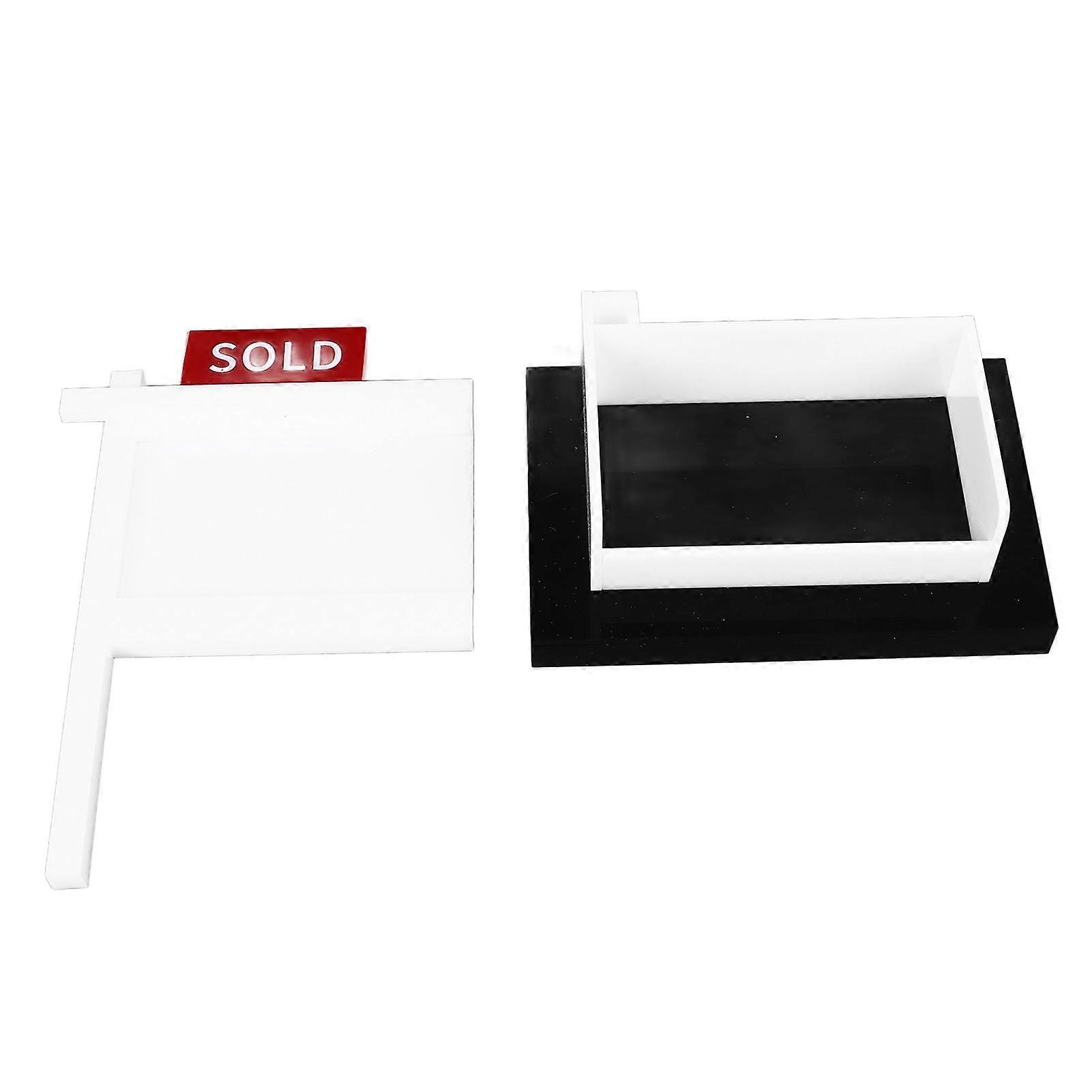 Business Card Display Acrylic 2 Card Slots Minimalist Stable Name Cards Holder Stand for Office Desktop