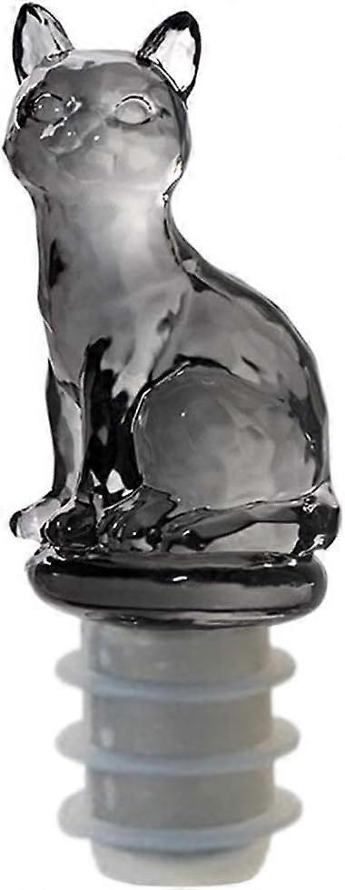 Stopper For Wine Or Champagne Bottle In Black Cat Pattern