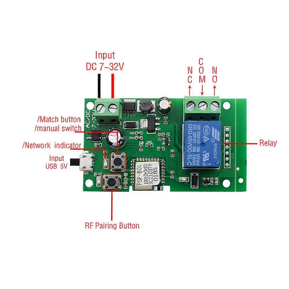 WiFi Relay Module 5-32V DIY Switch Dry Contact Output Inching/Selflock Working Modes APP/Voice/LAN Control Smart Home