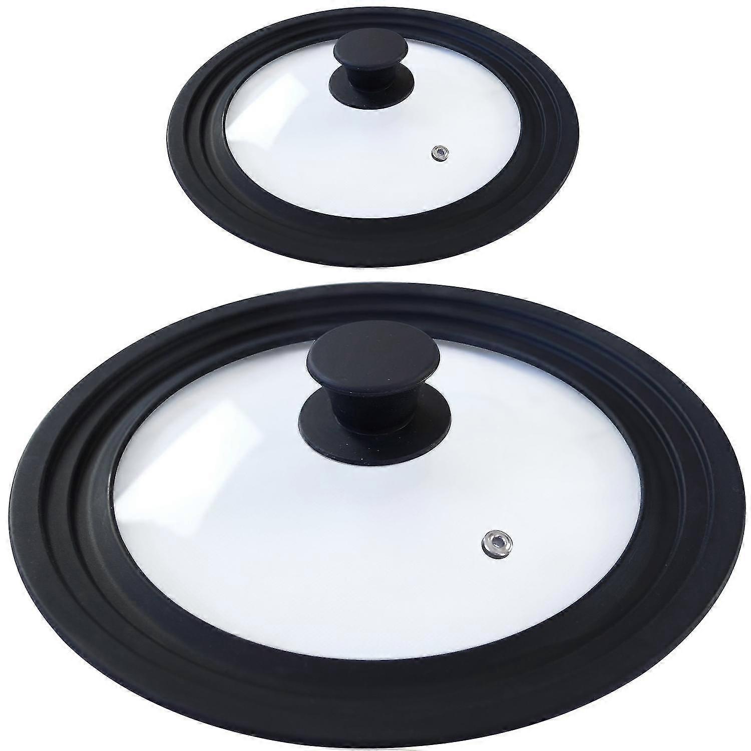 2-PACK - Glass Lid Universal - Multisize for Pots and Pans, Black
