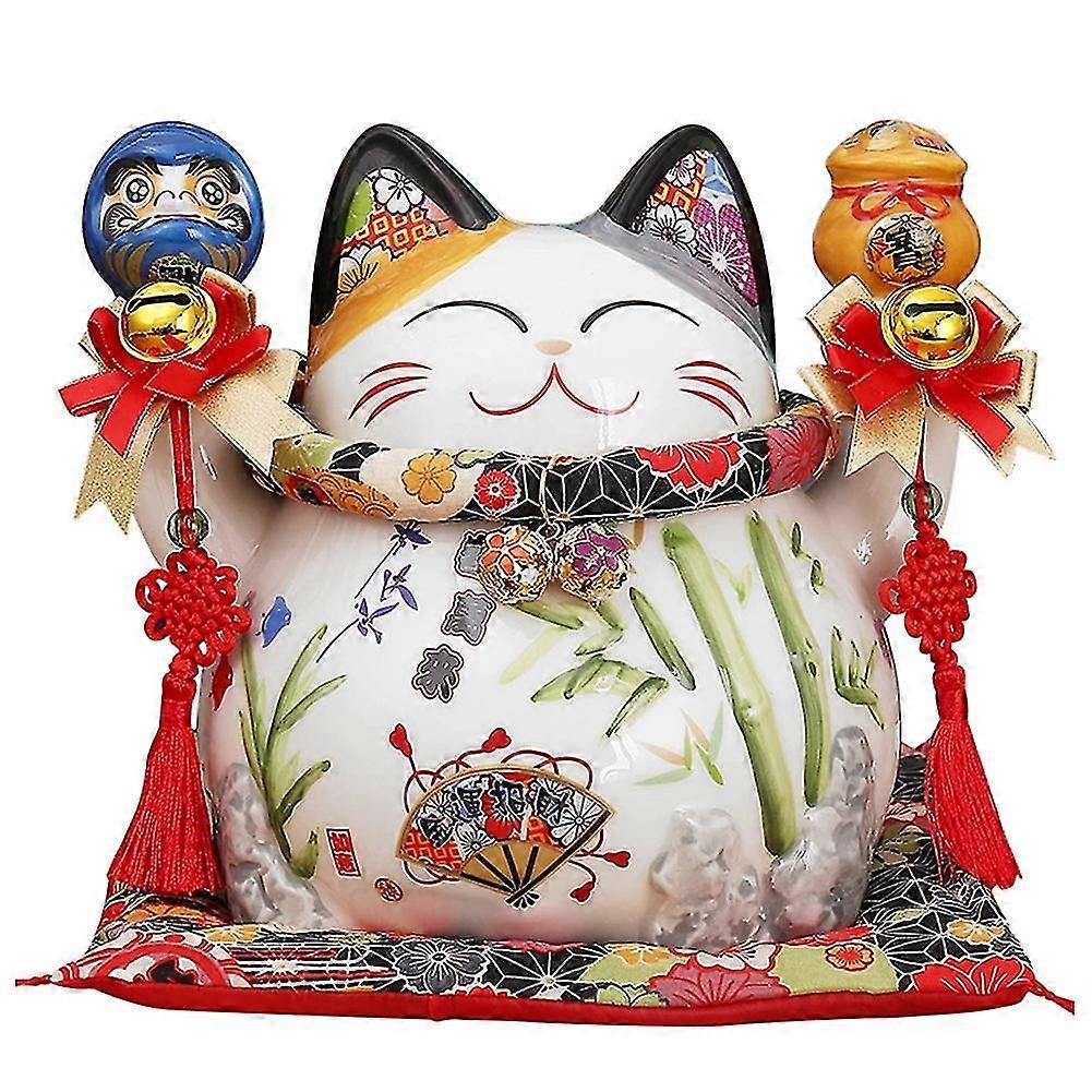 8 Inch Japanese Ceramic Lucky Cat Maneki Neko