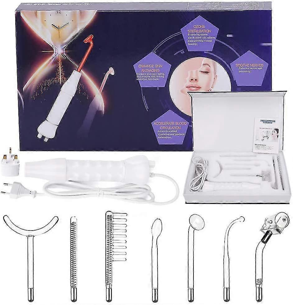 High Frequency Device, Portable Electrotherapy Wand Machine With 7 Purple Argon- Skin Tightening - Wrinkle Reduction,White