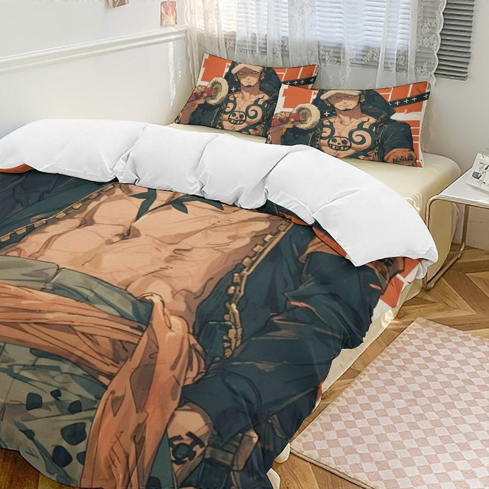 x876 ترافالغار القانون السرير لحاف غطاء مضحك أنيمي الكرتون الفراش مجموعات خفيفة الوزن 3 قطعة المعزي مجموعات، 1 غطاء لحاف و 2 وسادات hb876