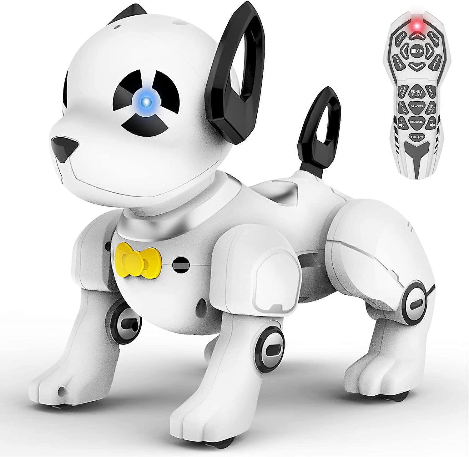 Fjärrkontroll Robot Hund Leksak, Programmerbar Smart Interaktiv Robotdjur, RC Stunt Robot Leksaker Hund Imiterar Djur Musik Dans Handstående Armhävning Fo
