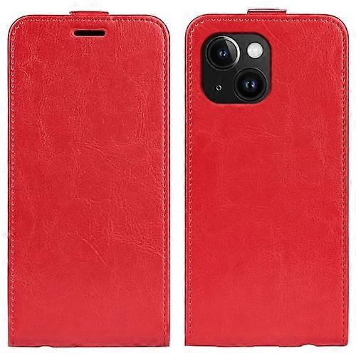 per iPhone 15 R64 Texture Custodia per cellulare in pelle con flip verticale singolo Rosso